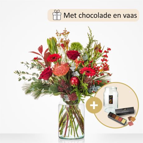 Cadeauset Kerst (met chocolade en vaas)