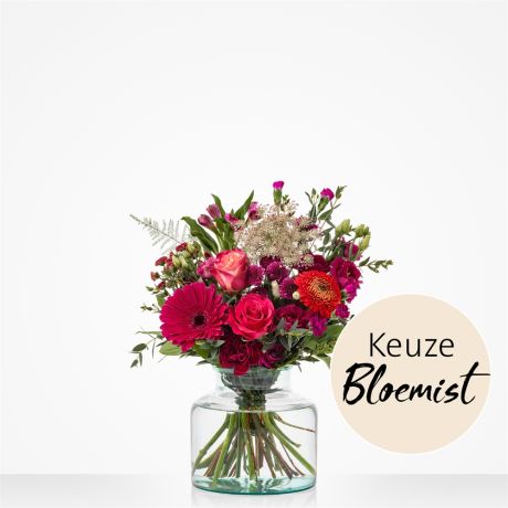 Boeket Rond boeket rood - Keuze bloemist