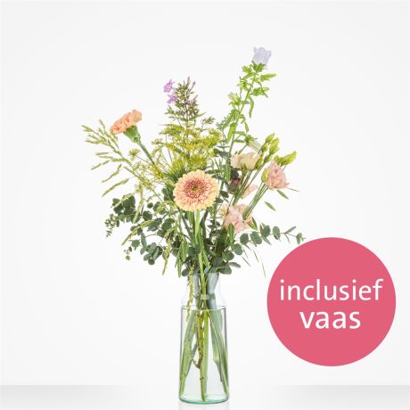 Boeket Vaasverrassing pastel (met vaas)